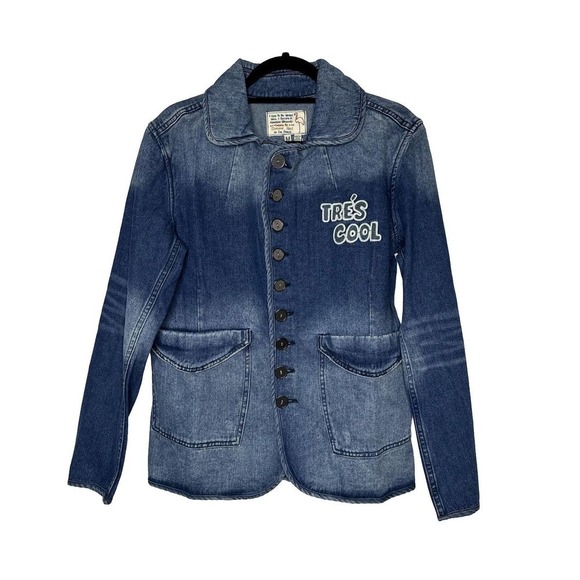 NWT Free People X Sandrine Rose Tres Cool Denim Jacket 100% Cotton Womens Blue M - Picture 2 of 6